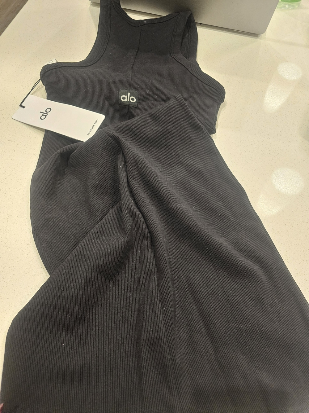 ALO Yoga Black Ribbed Racerback Dress - Picture 4 of 5